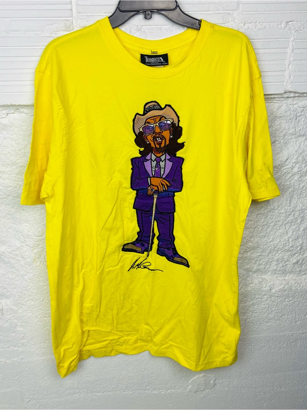 NWT The Boondocks Yellow Short-Sleeve embroidered purple guy Tee SZ 2X